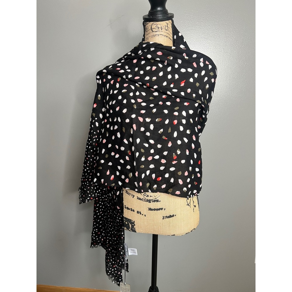 Laura Ashley Black Pink Abstract  Print Viscose Scarf arts‎ NWT casual chic